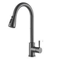 Kitchen Faucets Brushed Nickel Pull Out Kitchen Sink Water Tap Deck Mounted Mixer Stream Sprayer Head Hot Cold Taps Black Chrome 4