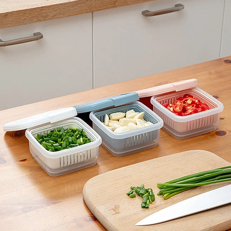 Kitchen Fruits Vegetables Storage Box Fridge Ginger Scallion Onion Fresh-keeping Container Food Drain Crisper Organizer 3