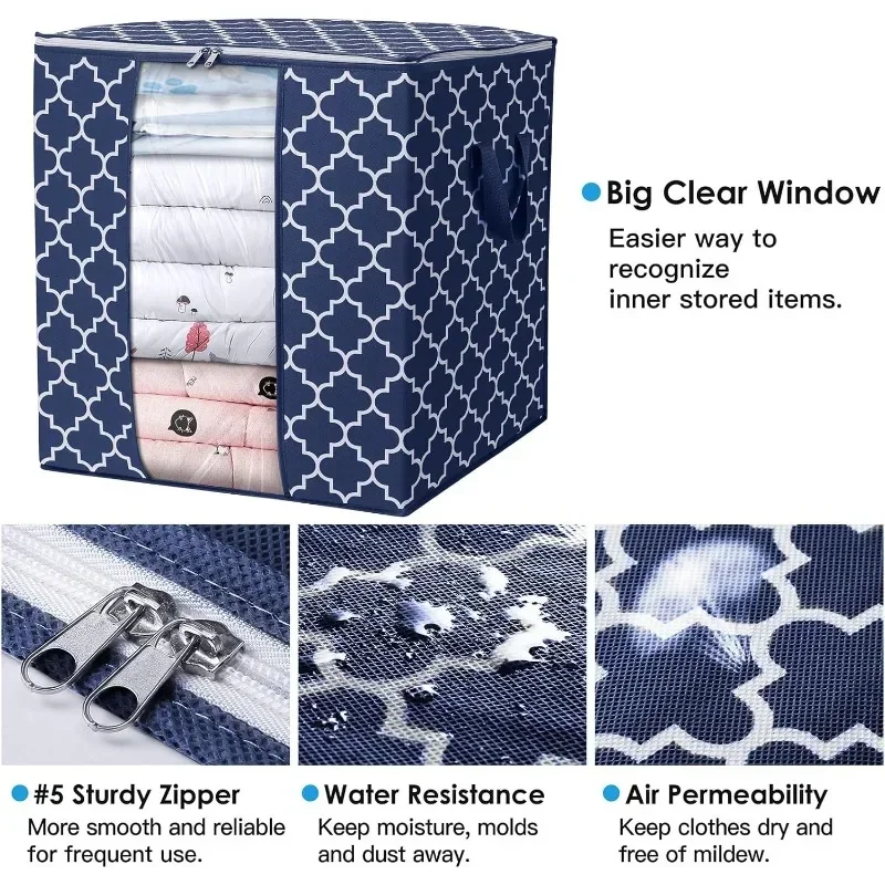 Large-capacity Clothing Storage Bag Visual Storage Box with Handles and Zipper Dustproof and Waterproof Wardrobe Storage Bag 5
