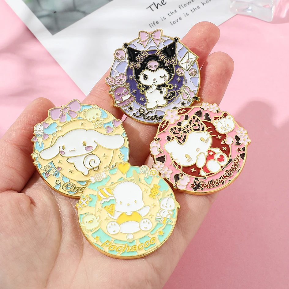 Kawaii Sanrio Pins Hello Kitty Kuromi Badges Popular Anime Brooch Student  Cartoon Enamel Lapel Pin for Backpack Accessories Gift