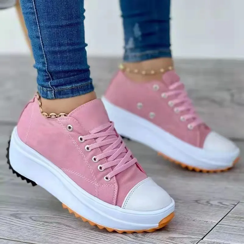 

New Fashion Women's Summer Casual Shoes Plus Size Sneakers Women Platform Sneakers Women Lace Up Tennis Shoes Size