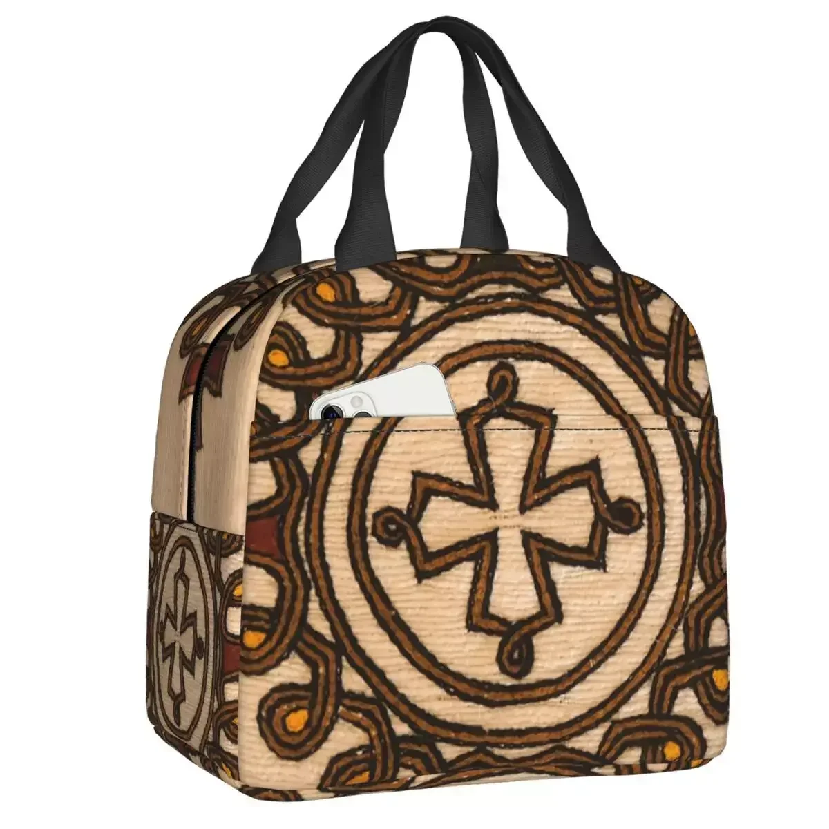 

Новинка 2023, переносной Ланч-бокс в эфиопском стиле с перекрестным дизайном, многофункциональный охладитель, термоизолированная сумка для ланча, школьный детский студент