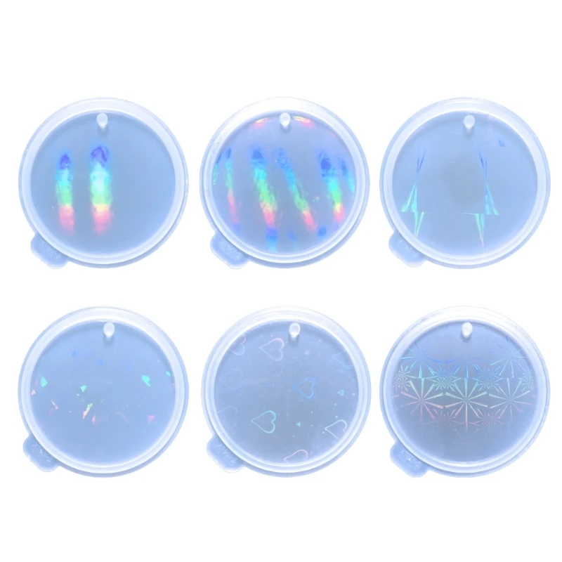 

DIY брелок голографическая силиконовая форма кристаллическая форма для эпоксидной смолы круглые подвески изготовление ювелирных
