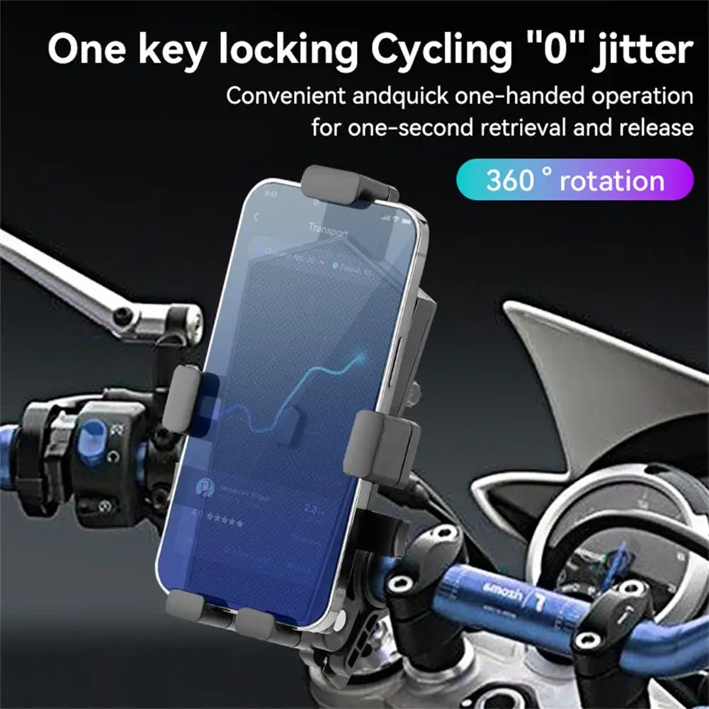 

Motorcycle Phone Mount Quick Release Anti Shake Bike Phone Holder For 4-7 Inch Smartphone 360 Degree Rotation