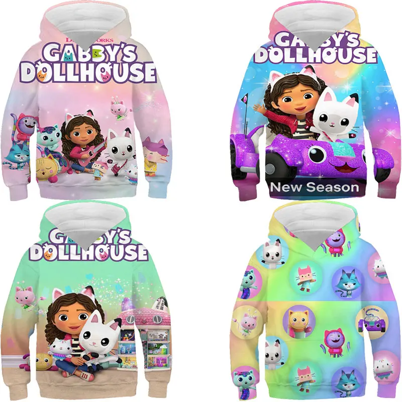 New Gabby's Dollhouse Hoodies Sweatshirt Sudadera Cartoon Pullover