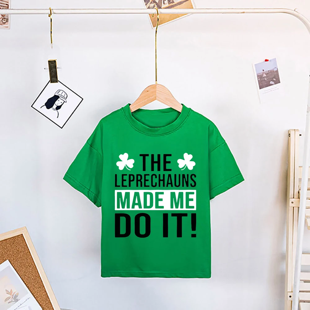 Lucky Clover Print Kids Shirt Girls Boys Clothing St. Patrick's Day Toddler Green Shirts Children T-shirt Gift Child Clothes 4