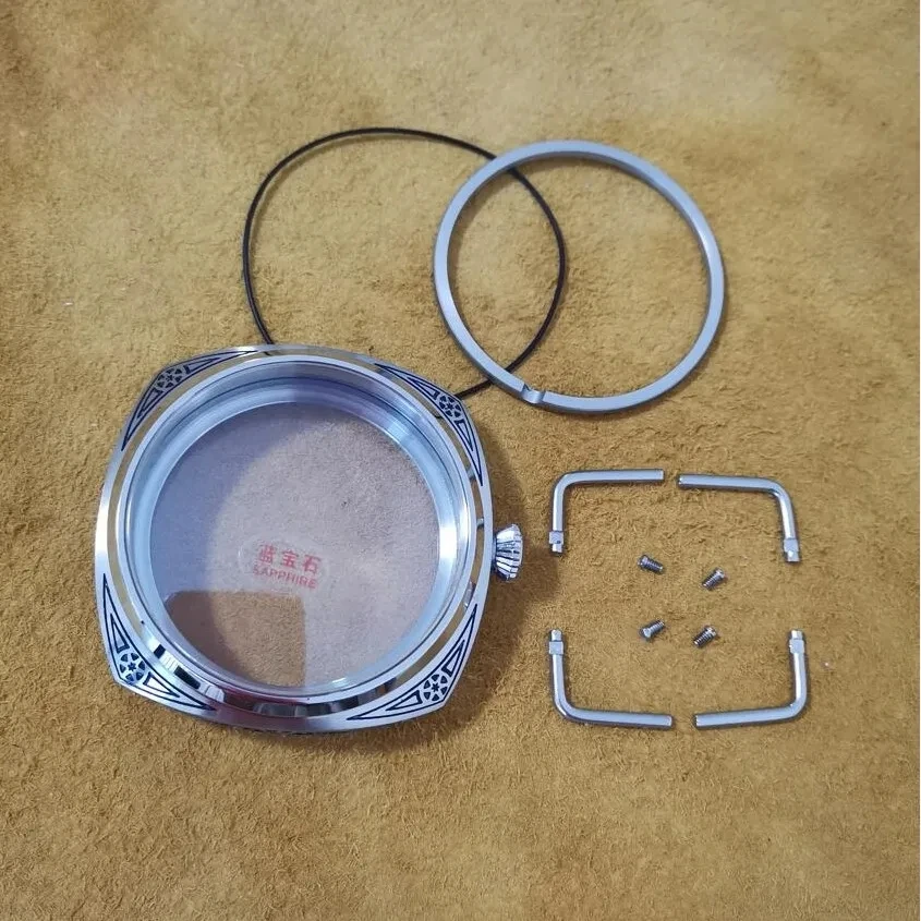 47mmSapphireCrystal316LStainlessSteelWatchCasesCarving