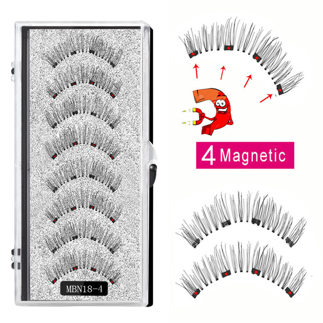 4 Magnet Magnetic Eyelashes Natural Long 3D Mink Lashes Magnetic False Eyelashes Extension with Faux Cils Magnetique 2022 New