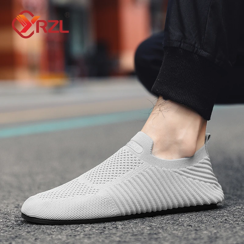 YRZL Summer Men Slip on Flat Breathable Brown Man Shoes Men's Comfort Soft Sole Casual Shoes Man Plus Size Loafers Walking Shoes 4