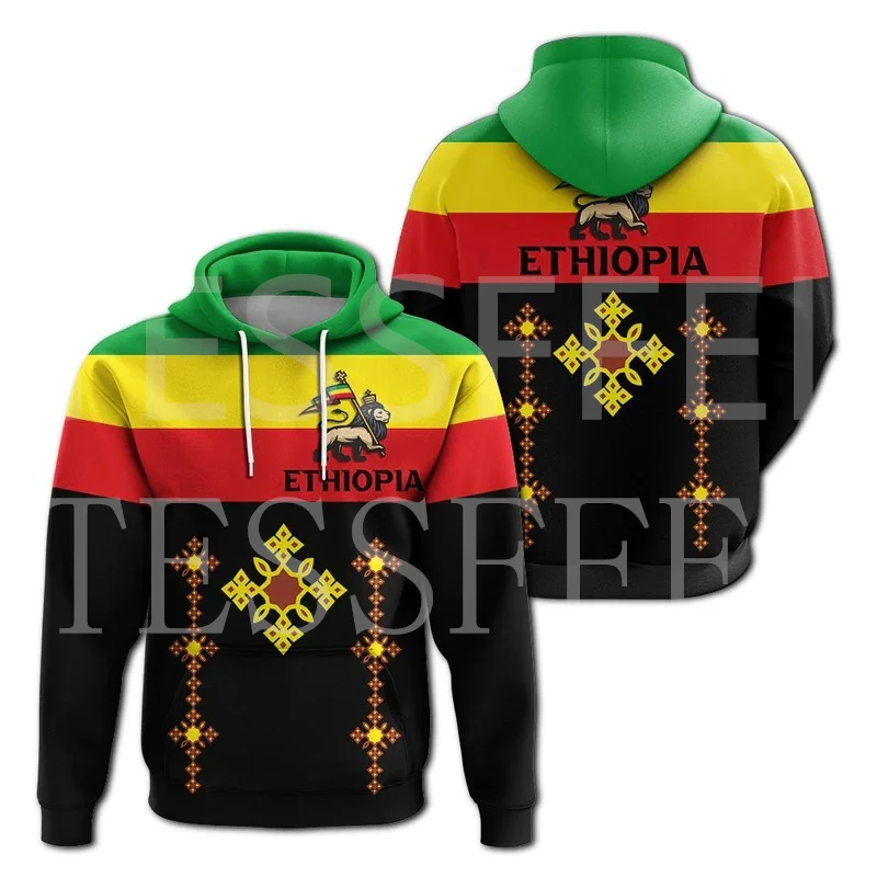 NewFashion Custom Name Ethiopia Lion Africa Country Flag Tribe Tattoo Streetwear 3DPrint Casual Funny Pullover Jacket Hoodies X8
