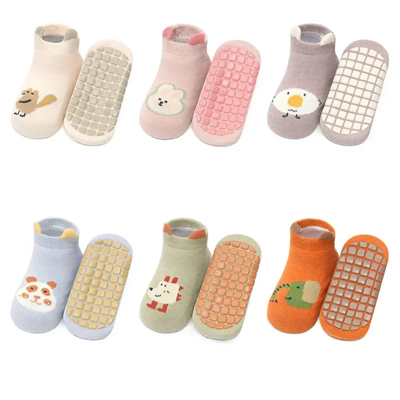Cotton Anti Slip Socks Cotton Socks Baby Socks Baby Non-slip Floor Sock Cute Cartoon Animal Ankle Sock for Toddler Boy Girls Soft Cotton Spring Summer Short for Newborn
