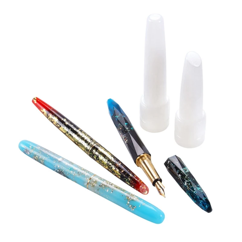 Transparent Pen Silicone Mould Set DIY Fountain Pen Mold Epoxy Resin Molds for Jewelry Casting Transparent Pen Holder Making