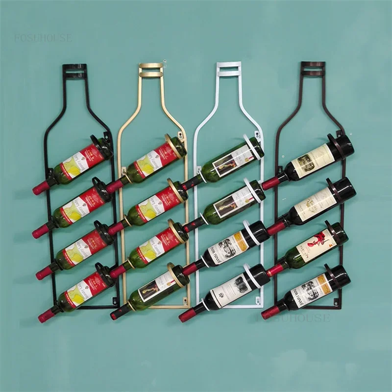 European Style Wrought Iron Restaurant Wall Mounted Wine Rack Creative Household Bar Cabinets Apartment Cafe Wine-bottle Holders