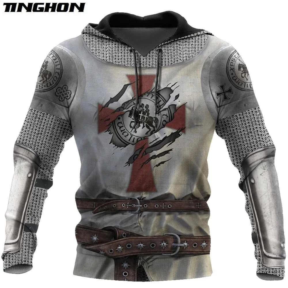 3D-Druck Tempelritter Grafik Hoodie für Männer Übergroßes Pullover Sweatshirt Herren Lose Jacke Lässige Kapuzen Streetwear Kleidung – Detail 10