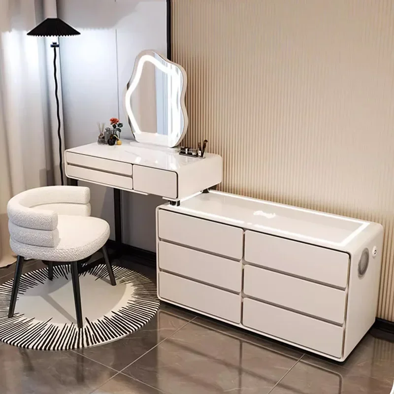 

White Storage Dressing Table Vanity Bedroom Organizer Wood Nordic Dressing Table Cabinets Comoda Pra Quarto Room Furniture