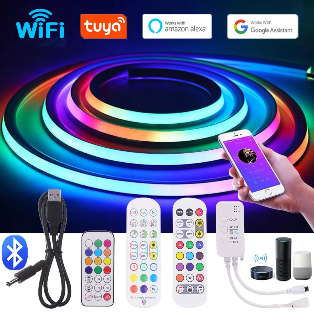 

USB LED Strip Light RGB Dreamcolor Neon Light 5V WS2812B Addressable 0.5-5m Tuya WiFi Bluetooth Remote Control TV Bedroom Decor