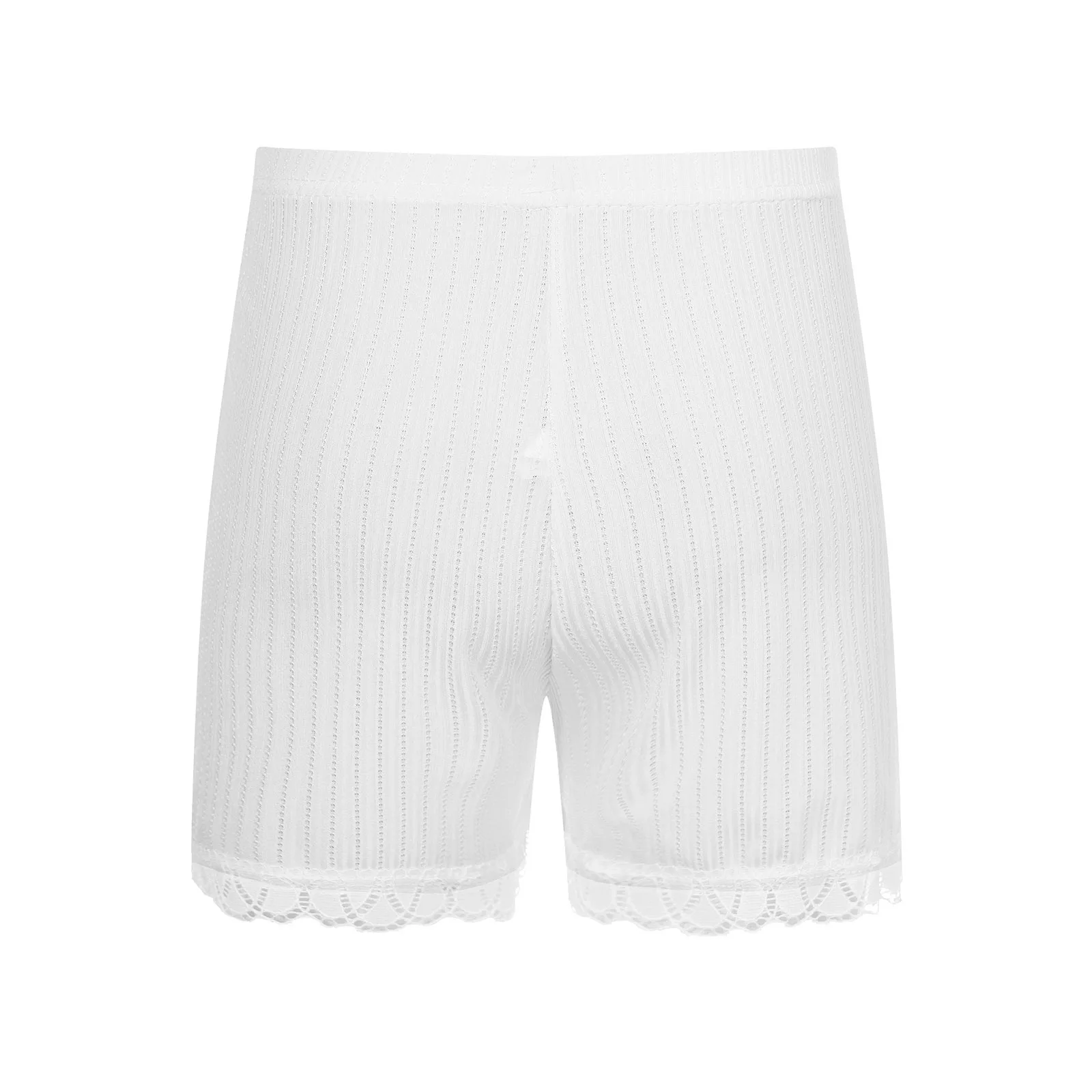 Kids Girls Lace Trim Safety Pants Elastic Waistband Panties Shorts Pajama Bottoms Nightwear Homewear Loungewear