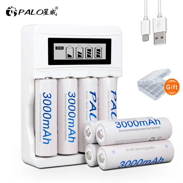 AAA Battery 1.2V Ni-MH AAA AA Rechargeable Battery AA Batteries 3A Bateria  with LCD Charger for 1.2v Nimh Rechargeable AA AAA