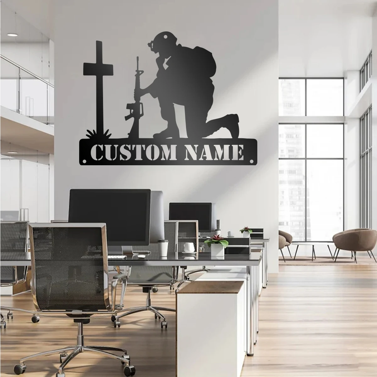 

Металлический Настенный знак с именем солдата в памятном стиле на заказ, подвесной декор для фермерского дома, Черный Вырез, табличка для дома и офиса