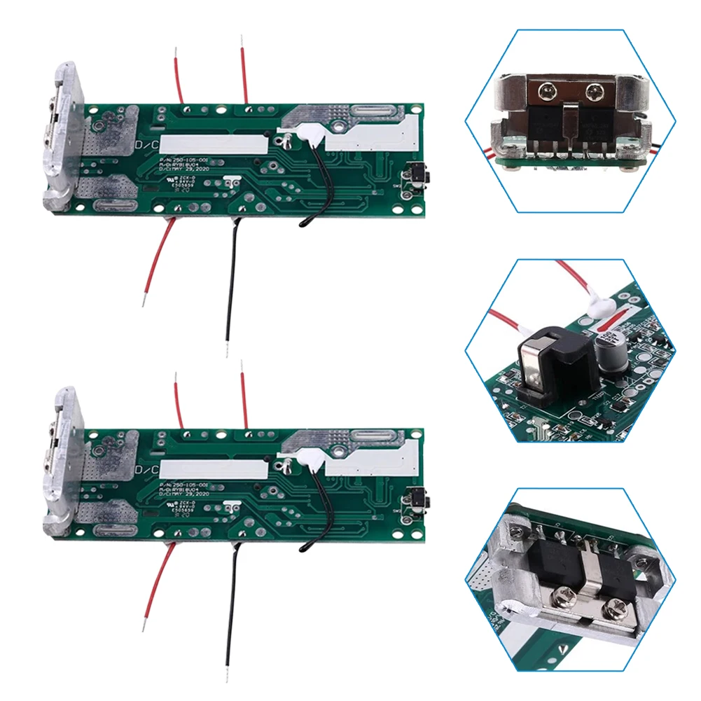 

2PCS 11 X 4 X 2.3cm Li-Ion Battery Charging Protection Circuit Board For Ryobi 20V P108 RB18L40 Power Tools Accessories