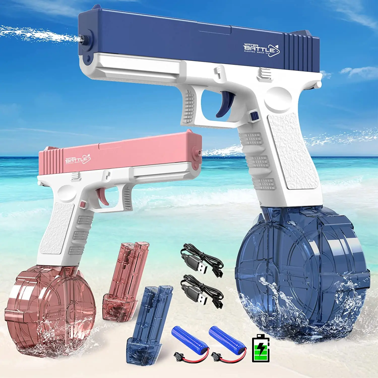 Summer Electric Water Gun Toys Bursts Highpressure Strong Charging
