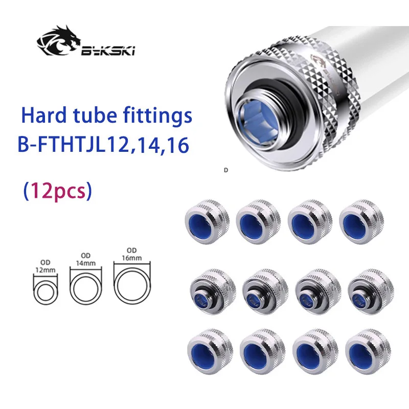 Bykski Od14 Mm12 mm 16 mm Encaixes de Tubos Duros Compressão de Mão de Tubo Petg Adaptador Preto Vermelho Branco Ouro Azul g1 B-fthtj-l16 12 Peças - Imagem 2