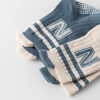 3 paires/lot chaussettes pour enfants pour garçons filles coton lettre enfants chaussettes Sport décontracté fille garçon enfant en bas âge bébé sol chaussette courte antidérapante 6