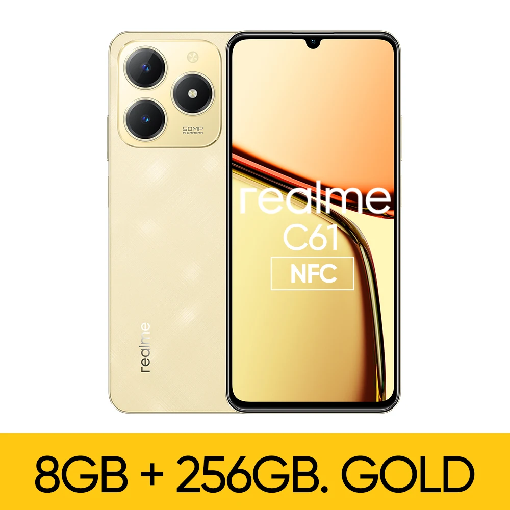 thumbnail image 1 of Teléfono inteligente realme C61 Batería de 5000 mAh Carga SUPERVOOC de 15 W Cámara con IA de 50 MP Pantalla de 90 Hz Motor de IA IP54 256 GB NFC Versión rusa, 1 of 5