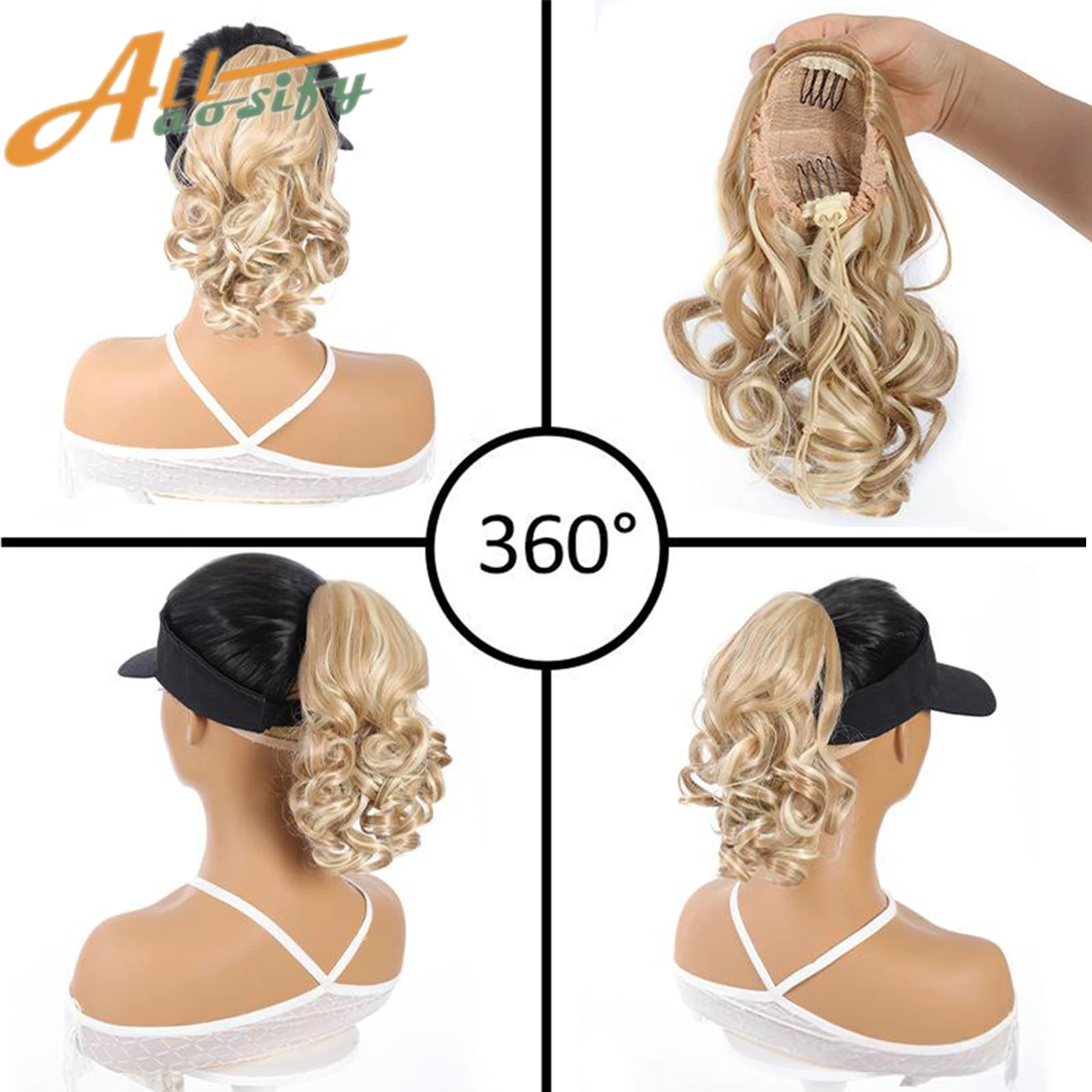 Short Curly Drawstring Ponytail Extensions Synthetic Clip In Hair Extensions Elegant For Daily Use for women