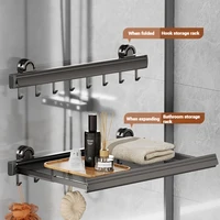 Multifunctional Folding Wall-mounted Clothes Drying Net With Suction Cup Retractable Punch-free Balcony Shelves Hanger Net 2