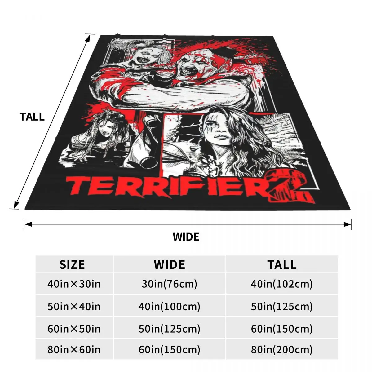 Retro Terrifier 2 Halloween Clown Art Blanket Fleece Print Portable Soft Throw Blanket for Sofa Office Bedspreads 6