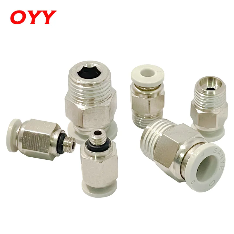 Conector de Tubulação Macho Rápido em Linha Reta Um-toque Encaixes Encaixe Pneumático de Alta Qualidade 100 Peças Pc401 Pc4-02 Pc6-02 Pc8-01_white