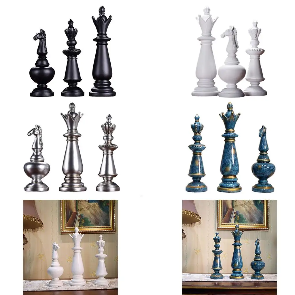 3Pcs Nordic Chess Statue Shelf Chessman Figurine Sculpture Decoration Gifts 3Pcs Nordic Chess Statue Shelf Chessman Figurine Sculpture Decoration Gifts