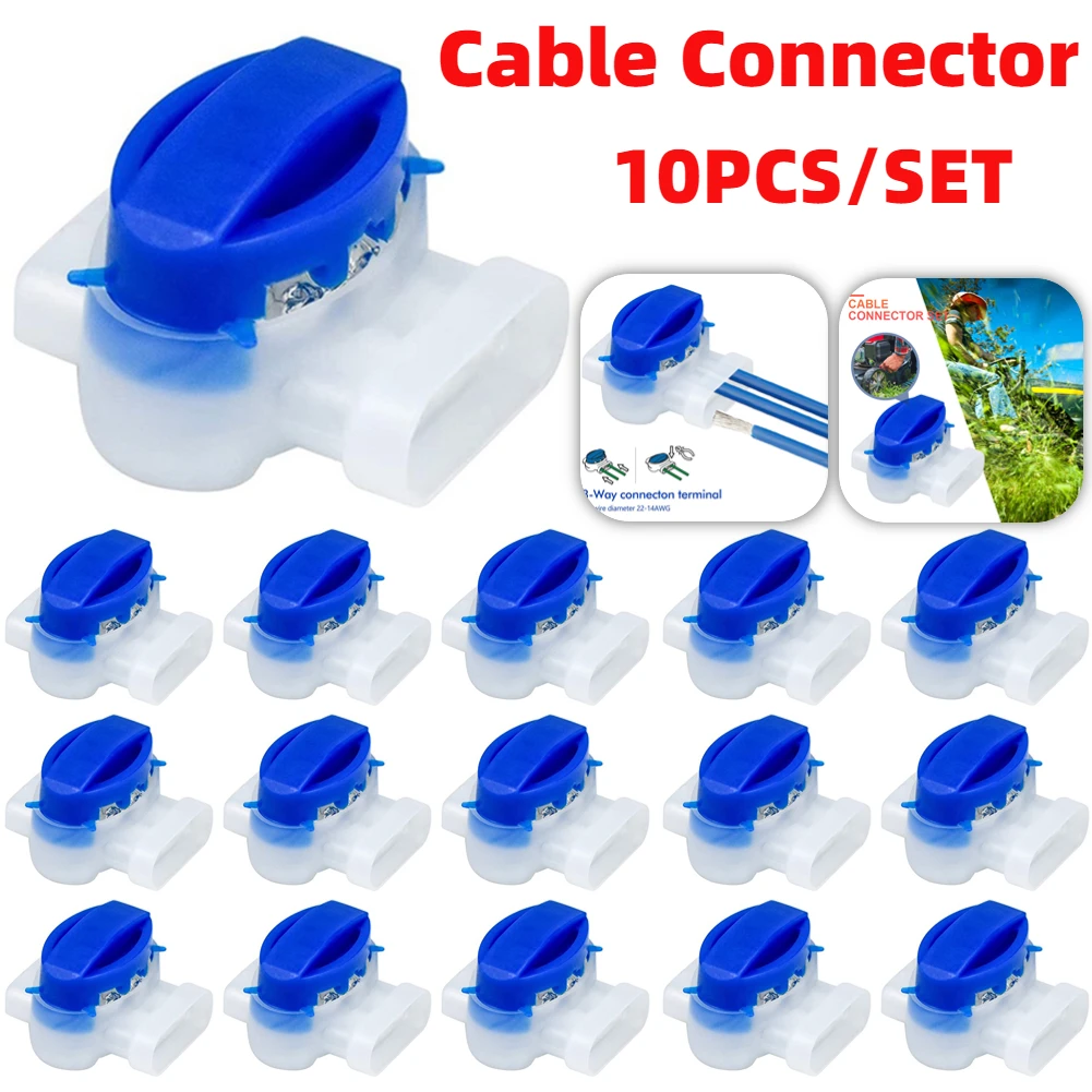 10Pcs/set Waterproof Cable Clamps Wire Connectors for Garden Auto Lawn Mower 3 Pore Terminal Blocks Robotic Lawnmower Connectors