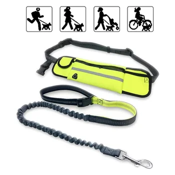 Pet Dog Leash Running Multi-functional Belt Bag Harness Collar Jogging Leading Adjustable Leashes Reflective Traction Belt Rope 2