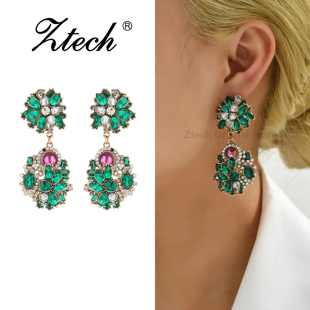 Orecchini Pendenti In Cristallo Lucido Multicolore Di Lusso Di Moda Per Le Donne Accessori Etnici Vintage Lampadario Design Statement Jewelry