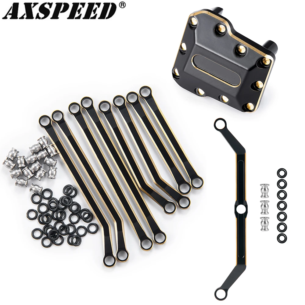 Axspeed Brass High Clearance Chassis Links Sterzo Linkage Axle Diff Cover Aggiunge Peso Per 1/18 Trx4M Bronco Defender Parts