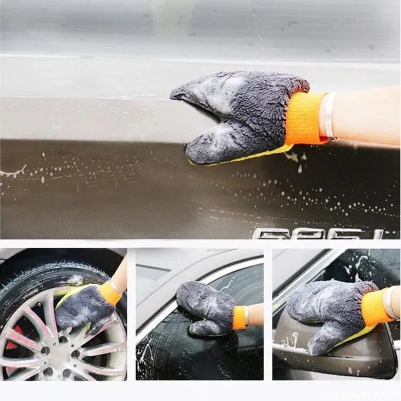 Waterproof Car Wash Microfiber Chenille Gloves Thick Car Cleaning Mitt Wax Detailing Brush Auto Care Double-faced Glove