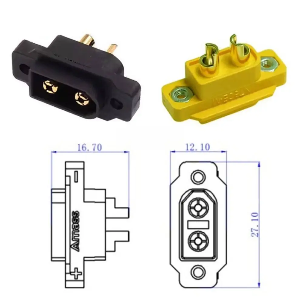 New AMASS XT60E Connector Yellow Black Mountable XT60E Female Plug FPV Racing Fixed Board Plastic XT60E-F Cover RC Accessories
