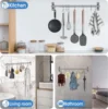 Storage Tool Holder Kitchen Stainless Steel Bathroom Bar Ladles, Pan, Cups, Umbrellas, with 7 Hooks Furniture Binary Wall 5