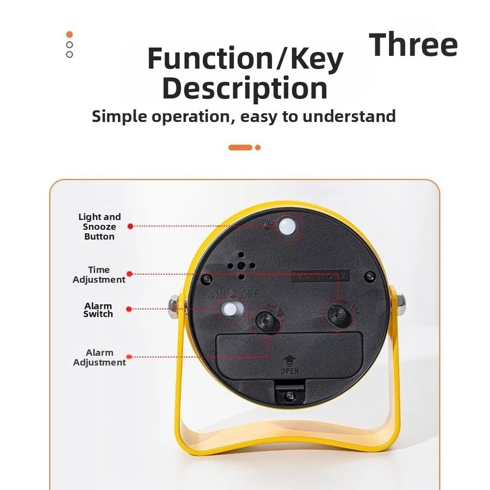 Creative Silent Mechanism Alarm Clock Loud Sound with Night Light Desktop Clock Rotating Bracket Electronic Clock Office Decor