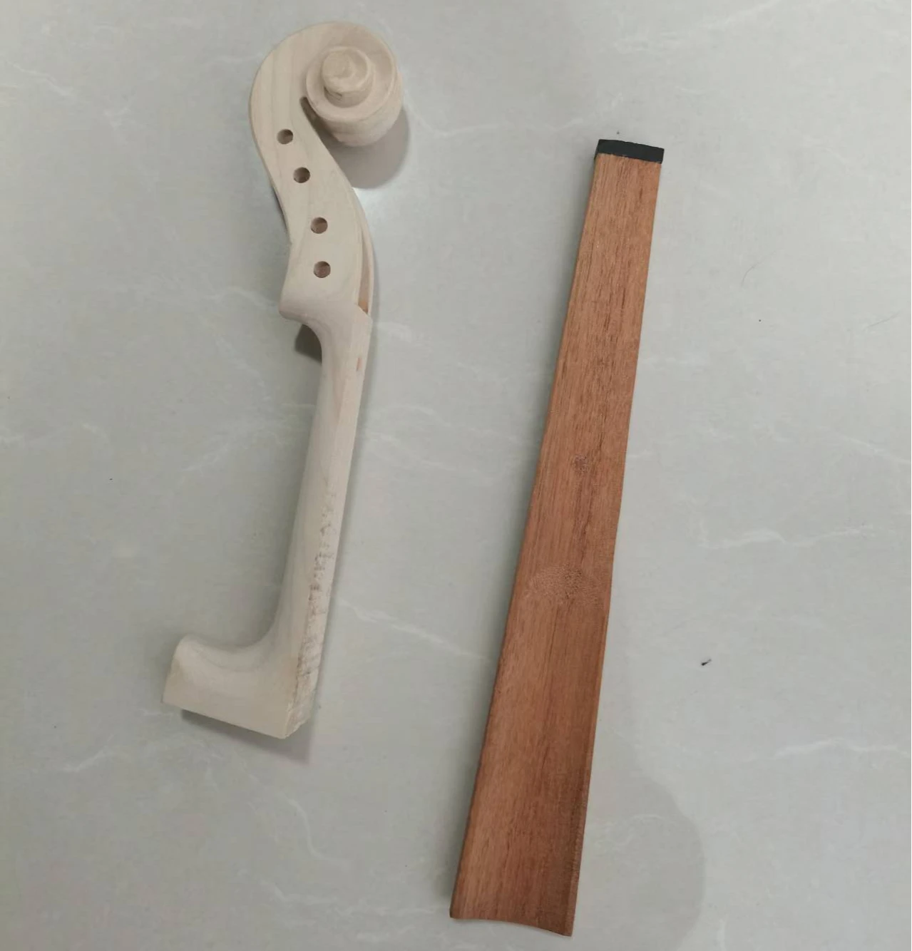 Unfinished 4/4 3/4 1/2 1/8 Violin White Neck Head+ Natural Ebony Fingerboard Violin Parts Unvarnished