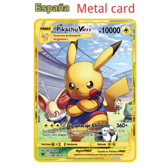 Spanish Pokemon Card Gold Metal Pokemon Card Spanish Hard Iron