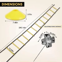 Kit d'entraînement à la vitesse et à l'agilité, comprenant 1 parapluie de résistance, 1 échelle d'agilité, 5 obstacles réglables, 24 cônes de signalisation, 4 piquets de sol 3