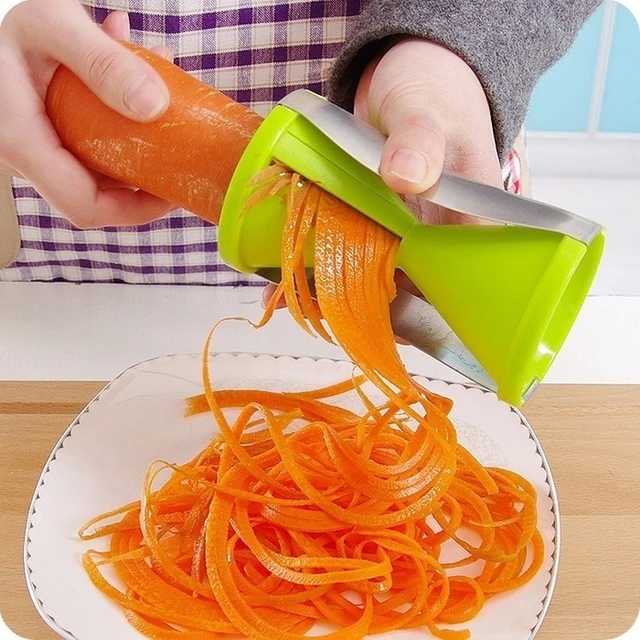 2 In 1 Multifunctional Spiral Cutter Double Grater Shredded Slicer with  Knife Sharpener for Vegetables Random Color