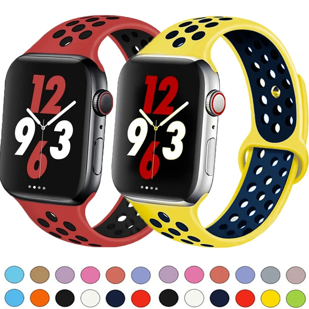 

Ремешок спортивный для Apple Watch Ultra 2, силиконовый браслет для наручных часов, 49 мм 44 мм 45 мм 42/40/41 мм, Series 8 7 6 4 5 3 9 SE