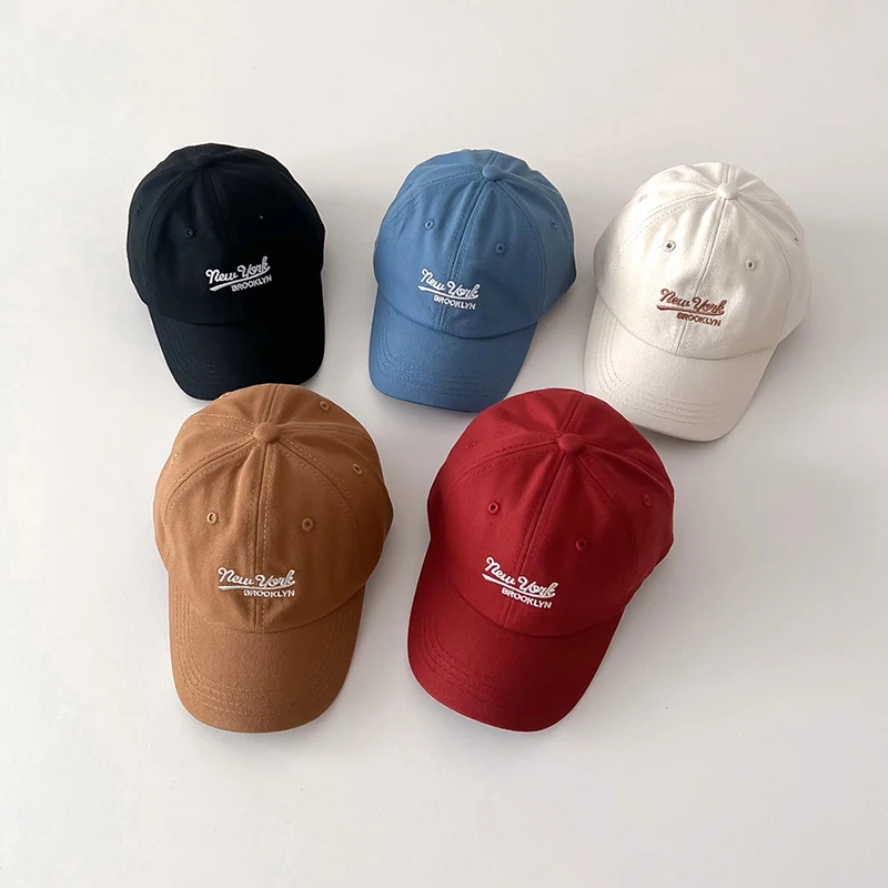Embroidery Letter Kids Baseball Hat Solid Cotton Children Duck Tongue Hats 2-6Year Boys Girls Outdoor Sun Visors Baby Peaked Cap baseball cap baby hat kids sun hat