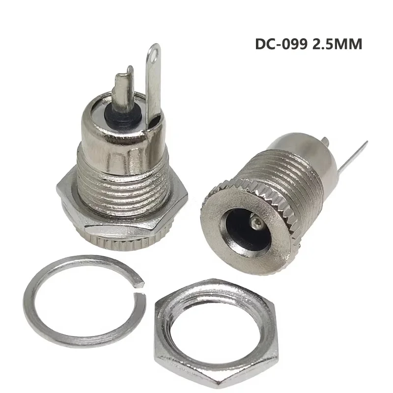 암 패널 마운트 커넥터, DC 전원 잭 소켓, 금속 DC-099, 개방 구멍 11mm, 5.5x2.1 5.5x2.5mm, DC099, 5.5mm x 2.1mm, 10 개, 50 개
