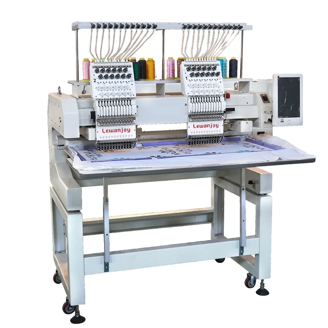 Two Heads Small Portable Computer 12 Needles Embroidery Machine For Home Use