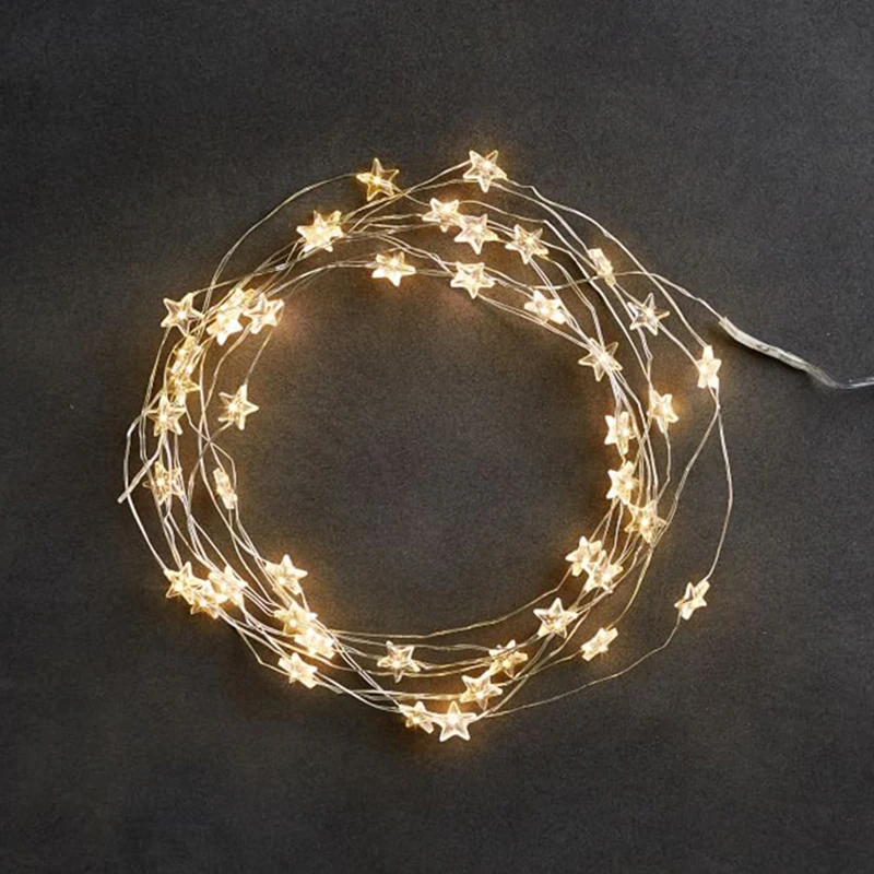 Enchanting LED Star Fairy String Lights - Battery Operated, 10ft Silver Copper Wire for Outdoor & Indoor Festivities